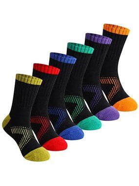 6 Pairs Kids Socks Crew Athletic Half Cushioned Cotton Sport Breathable Socks